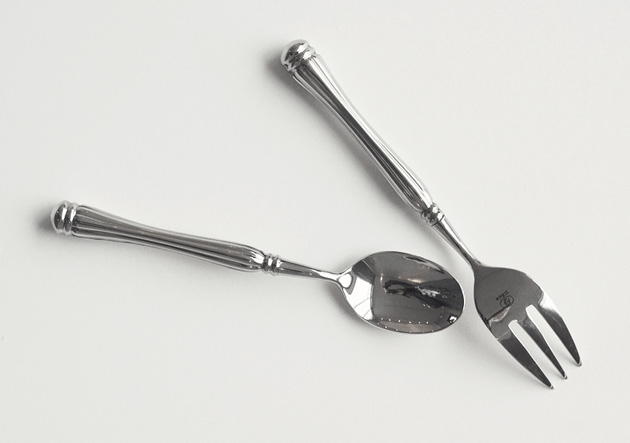 copenhagen mocha spoon, mini fruit fork, coffee spoon, cake fork