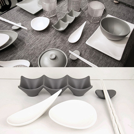Sushi white plate five sets _ <br> [Italian brand products;